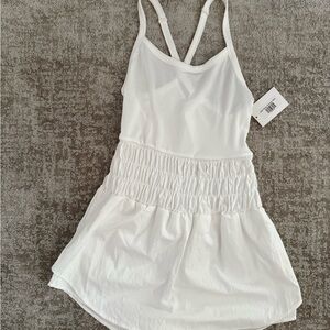 White Sporty Skort Dress with Ruched Waist